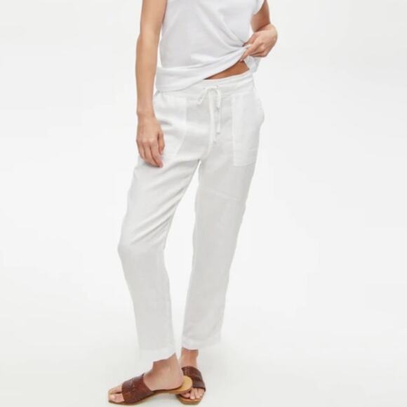 Michael Stars White Linen Drawstring Pants Sz M - Picture 1 of 14